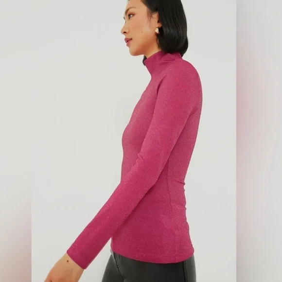 Tuckernuck Hyacinth House Pink Shimmer Elle Woods Turtleneck - Size Large - Picture 7 of 7